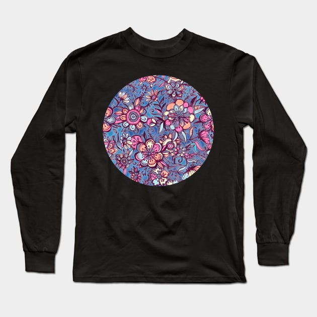 Sweet Spring Floral - soft indigo & candy pastels Long Sleeve T-Shirt by micklyn